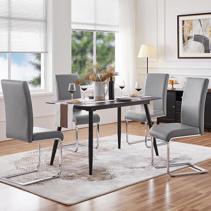 Yaheetech Dining Chairs Set of 6 Modern Faux Leather Upholstered Dining Room - Image 2