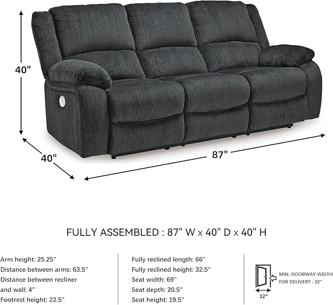 Signature Design by Ashley Draycoll Contemporary Manual Pull Tab Reclining Sofa - Image 3