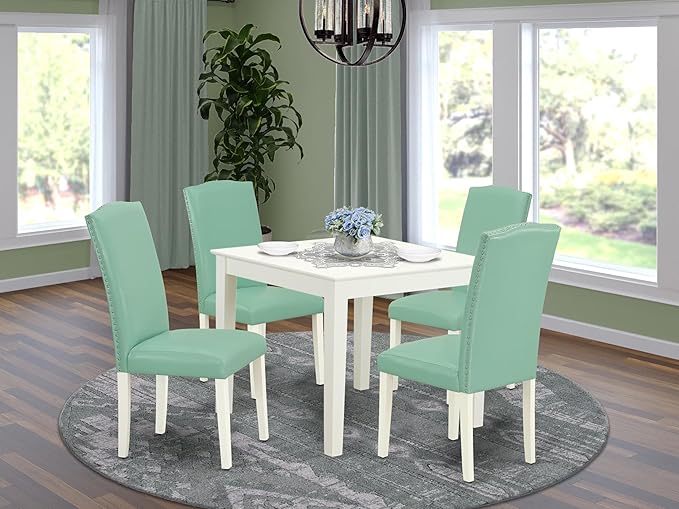 East West Furniture OXEN5-LWH-57 5 Piece Kitchen Table & Chairs Set Includes a - Image 2
