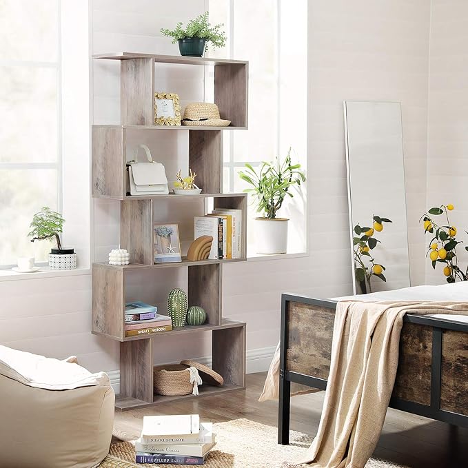 VASAGLE Wooden Bookcase, Display Shelf and Room Divider, Freestanding - Image 5