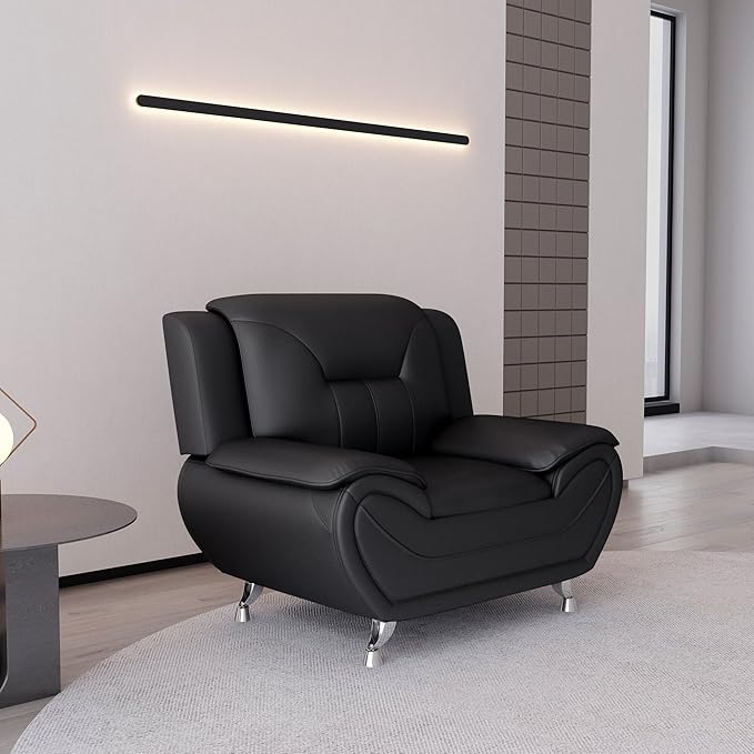 Container Furniture Direct Michael Modern Faux Leather Upholstered Stainless - Image 16