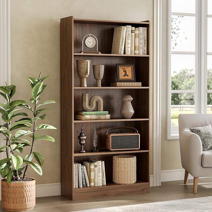 LITTLE TREE 72-Inch Tall Bookcase, 6-Tier Wooden Large Bookshelf, Wide Bookcase - Image 5