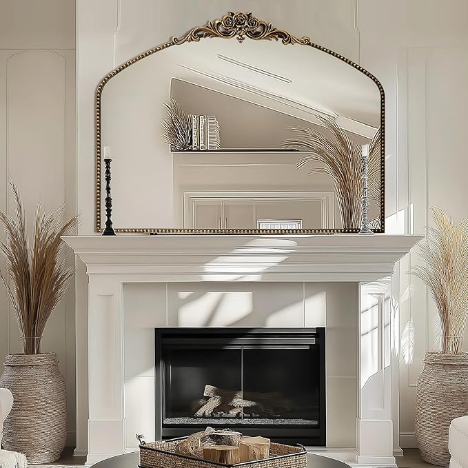AIXI HOME Black Arched Mirror, Baroque Wall Mounted Mirror - Image 7