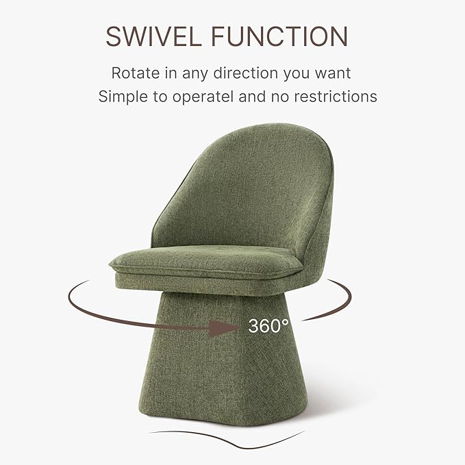 Swivel Dining Chairs Modern Desk Chair Upholstered Linen Fabric Side Chair - Image 4