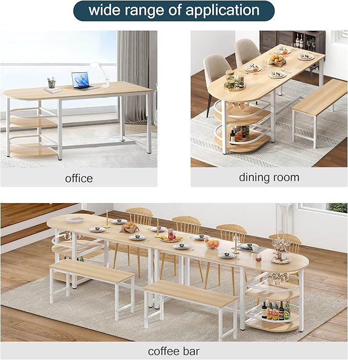 soges Dining Table for 4-6 Person, 71 inch Long Kitchen Dining Table for Living - Image 6