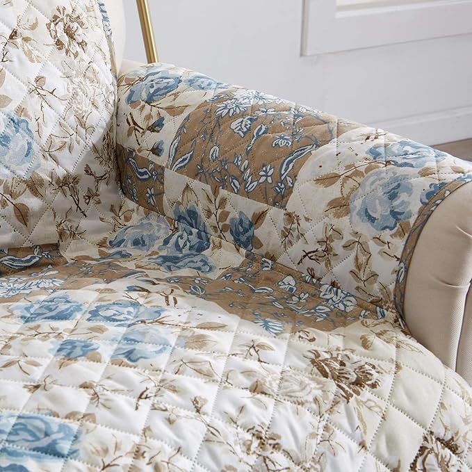 Great Bay Home Reversible Floral Patchwork Furniture Protector Scalloped Edge - Image 6