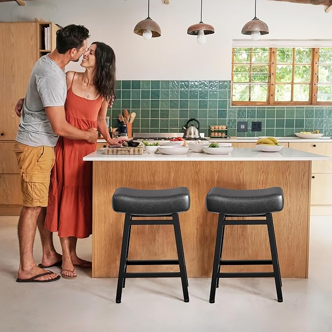 Counter Height Bar Stools Set of 6, 24 Inch Backless BarStools - Image 7