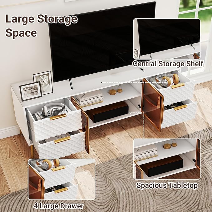 Rovibek 59" Modern TV Stand, Entertainment Center TV Console - Image 6