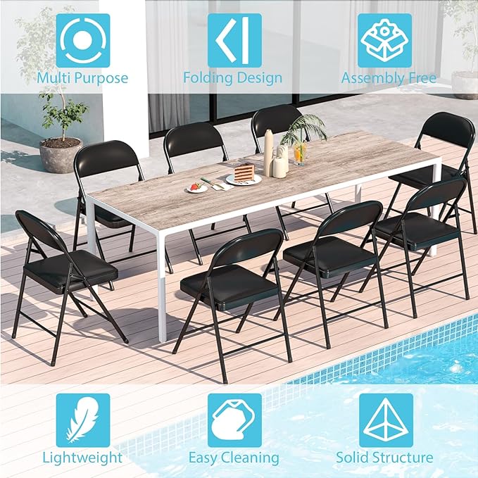 4 Pack Folding Chairs with Padded Cushion & Back, Padded Folding Chairs - Image 6