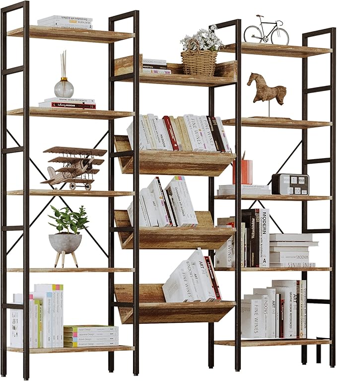 IRONCK Bookshelves and Bookcases 5 Tiers, Triple Wide Industrial Bookshelf by IRONCK