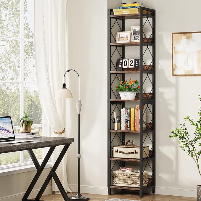 Tribesigns 78.7 Inch Extra Tall Narrow Bookshelf, 7 Tier Skinny Bookcase - Image 4