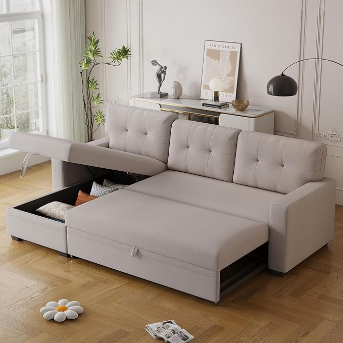 Ball & Cast Convertible Sectional Sleeper Sofa Bed L Shaped 4 in 1 Pull Out - Image 8