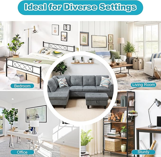 L Shaped Couch Modern Sectional Couch Upholstered Fluffy Fabric 3 Pieces Sofas - Image 7