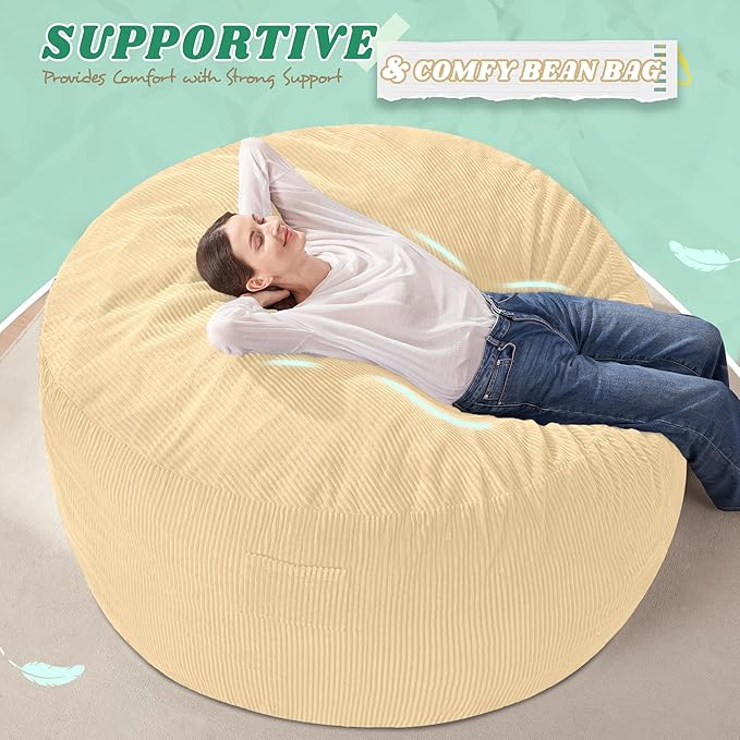 HABUTWAY 5FT Bean Bag Chair, Giant Bean Bag Chairs - Image 5