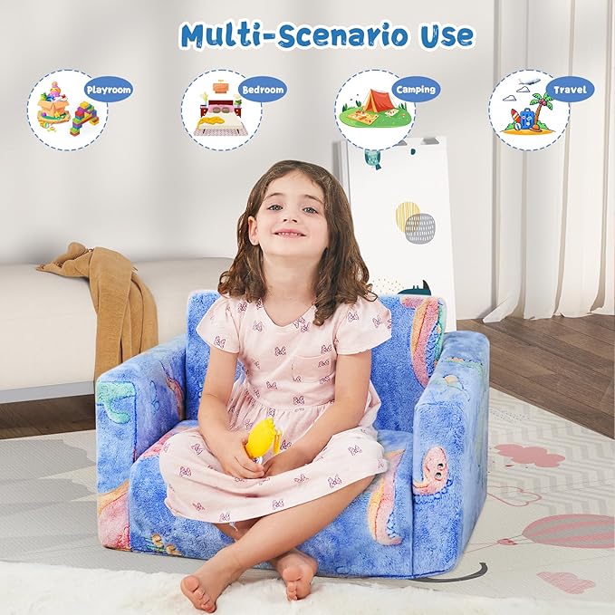 Toddler Chair Comfy, 2-in-1 Soft Toddler Couch Fold Out - Image 3