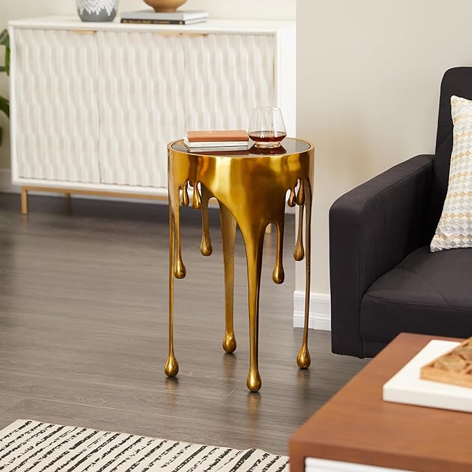 Deco 79 Aluminum Metal Abstract Melting Drip Accent Table - Image 2