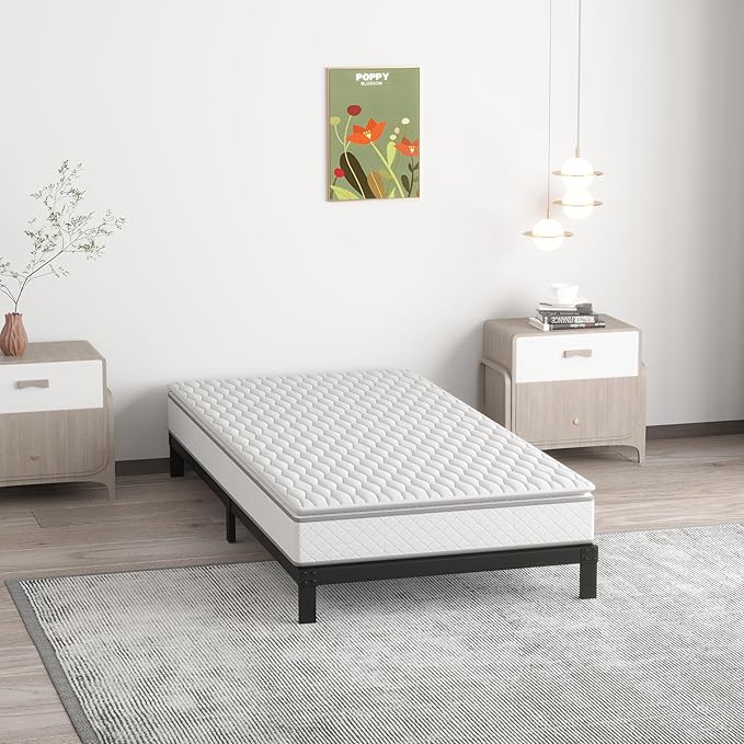 7 Inch XL Twin Bed Frames No Box Spring Need, Low Profile Metal Platform Twin - Image 4