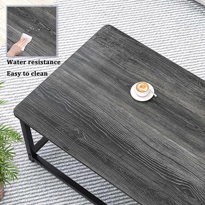 EXCEFUR Coffee Table, Rustic Wood and Metal Living Room Table - Image 4