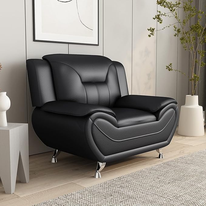 Container Furniture Direct Michael Modern Faux Leather Upholstered Stainless - Image 7