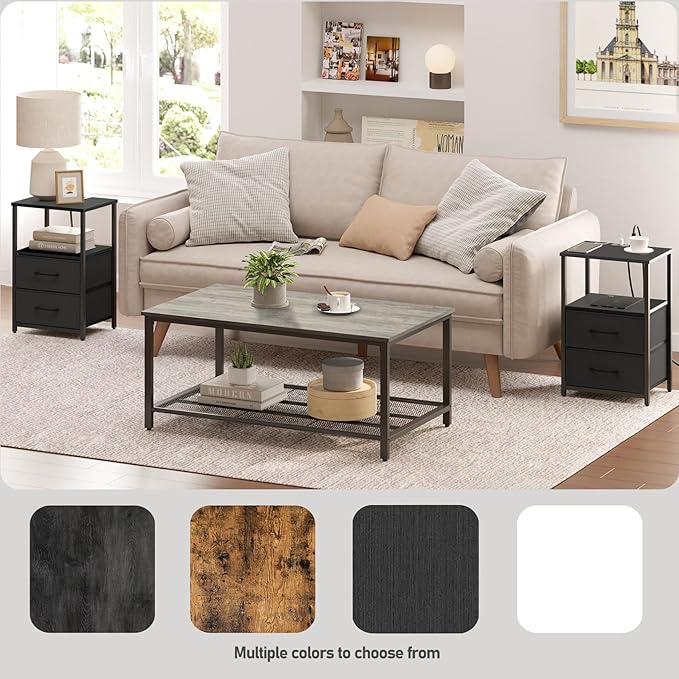TUTOTAK End Table with Charging Station, Side Table with 2 USB Ports and Outlets - Image 6