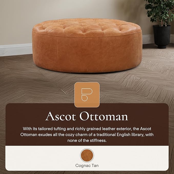 Poly & Bark Ascot Ottoman – 40" Round Pouf - Image 4