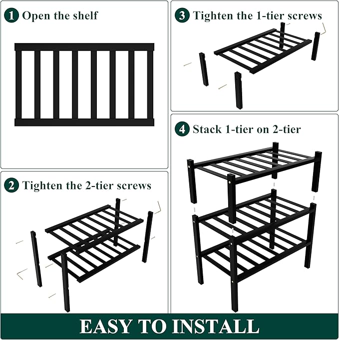 Smiry Shoe Rack, 3 Tier Small Bamboo Shoe Organizer, Stackable Free Standing - Image 6