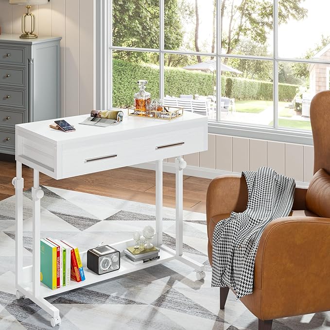 Tribesigns Portable Desk with Drawers, Mobile Laptop Desk with Wheels, Sofa - Image 4
