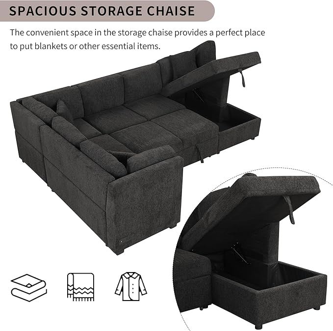 Ball & Cast 108.6" Sleeper Sectional Pull Out Sofa - Image 7