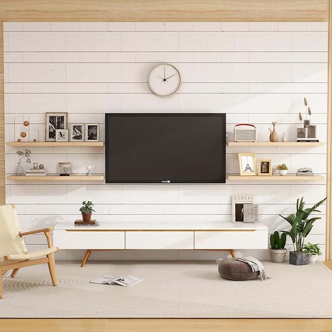 Heimlove Rustic Farmhouse Floating Shelves 36 inch, 8 Inch Deep Solid Pine Wood - Image 2