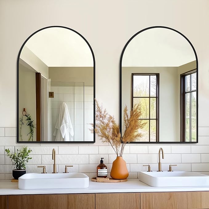 FICTOR Bathroom Mirror for Wall, 2 Pack 24”x36” Arched Vanity Bathroom Mirror by FICTOR