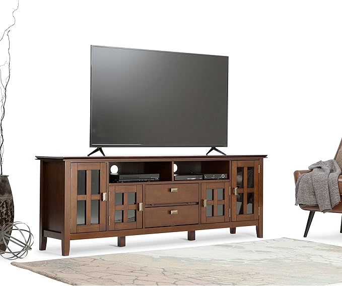 SIMPLIHOME Artisan SOLID WOOD 72 inch Wide Transitional TV Media Stand in - Image 2