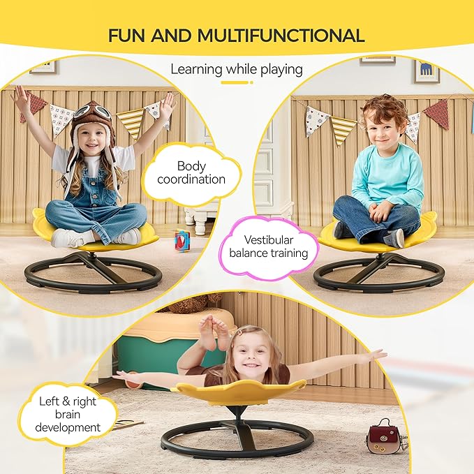 Swivel Chair for Kids, 360° Spinning Seat, Toddler Sit and Spin Wobble Chair - Image 3