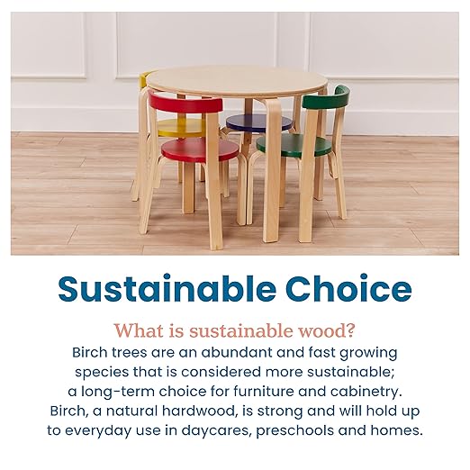 ECR4Kids Bentwood Table and Curved Back Chair Set, Kids Furniture - Image 7