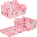 Pink Kids Sofa, 2-in-1 Kids Couch Fold Out, Convertible Sofa to Bed by MOMCAYWEX