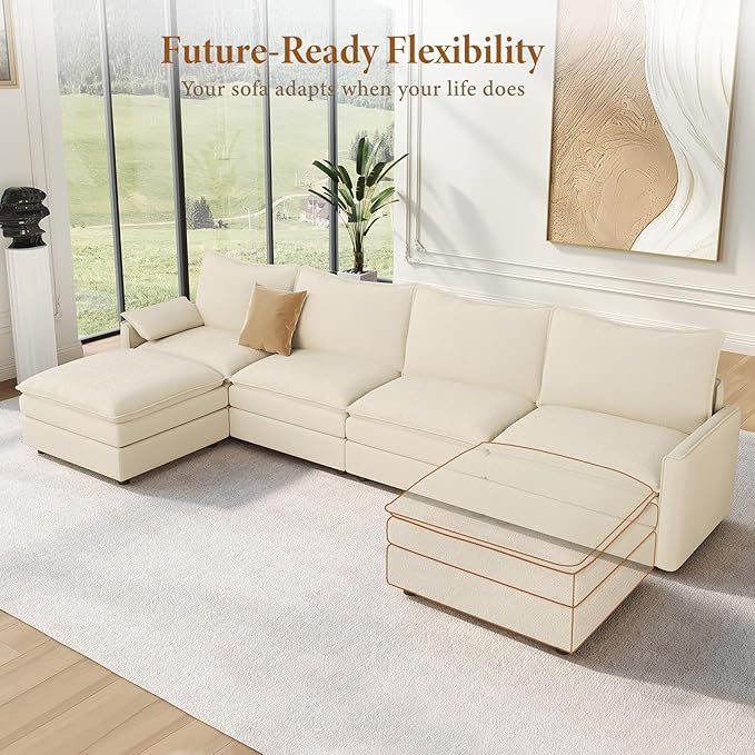 Vesgantti 142" Cloud Couch Sectional Modular Sofa, Comfy Sectional Couch - Image 8