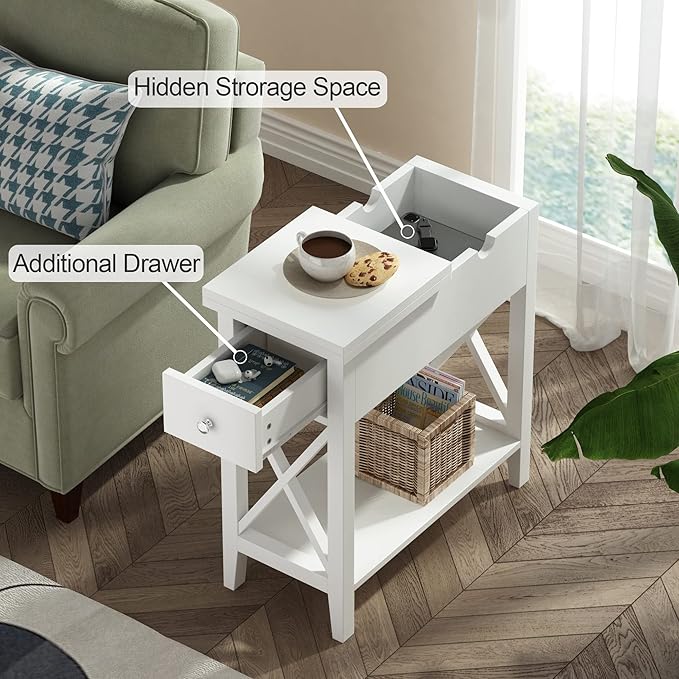 ChooChoo End Table, MDF Material Flip Top Narrow End Table - Image 4