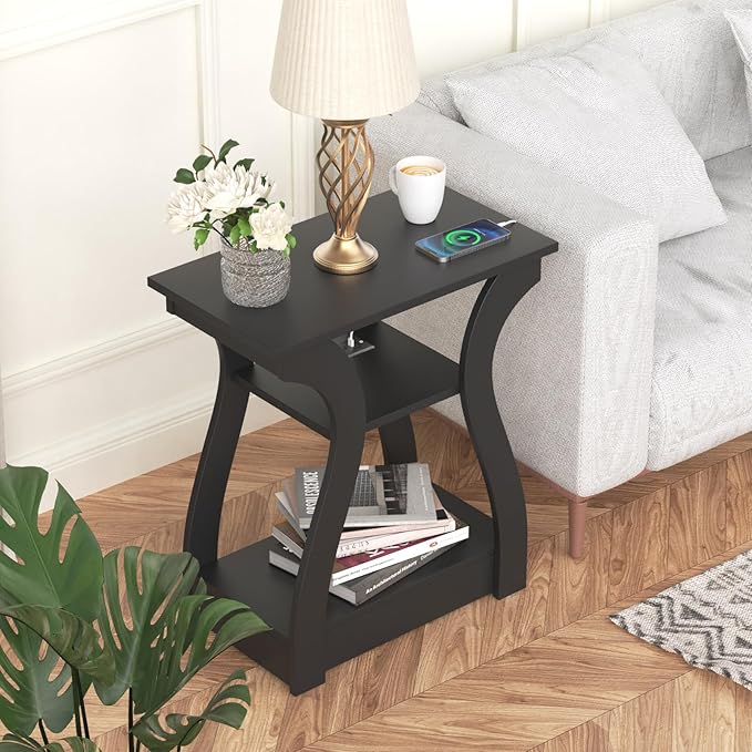 End Table with Charging Station, Side Table with USB Ports and Outlets - Image 4