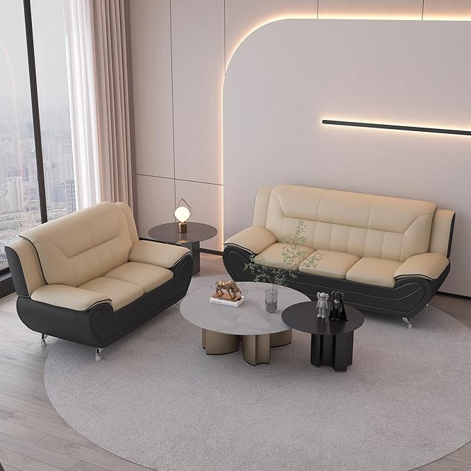 Container Furniture Direct Michael Modern Faux Leather Upholstered Stainless - Image 2