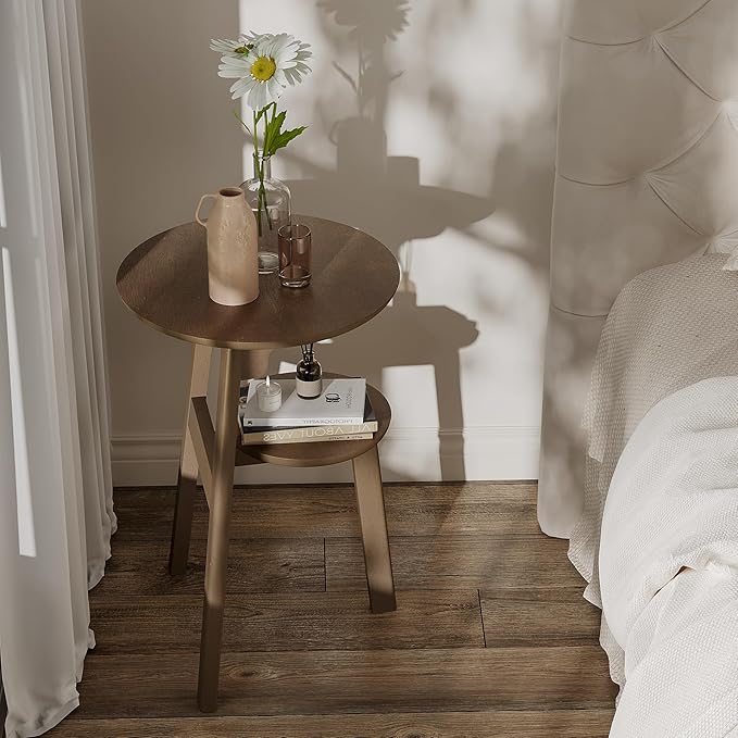 ChooChoo Round End Table for Small Spaces, Narrow Side Table, Accent Table - Image 5
