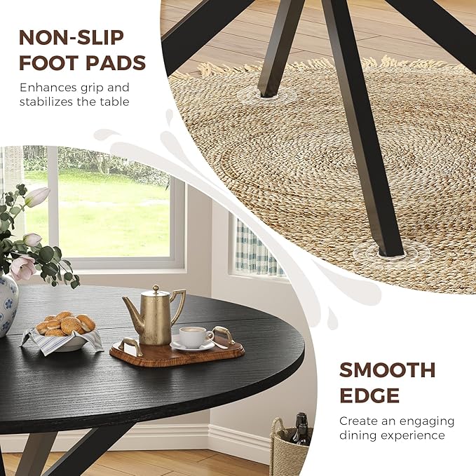 Unovivy 47" Round Dining Table for 4-6, Space Saving Circle Kitchen Dinner Table - Image 5