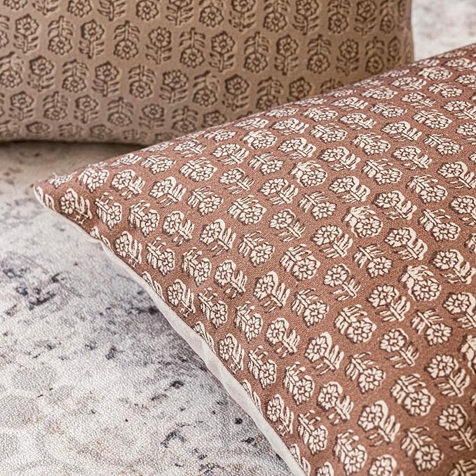 Foindtower Set of 2 Decorative Neutral Floral Print Throw Pillow Covers Vintage - Image 3