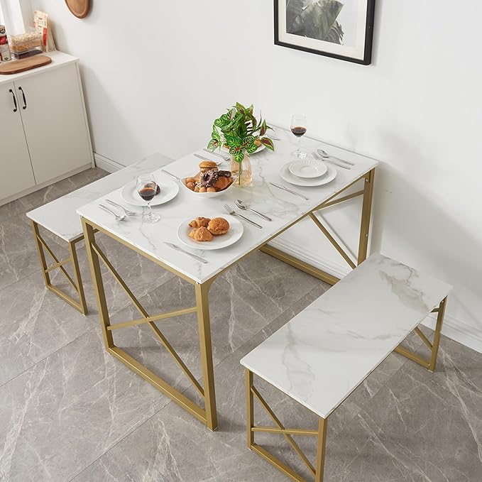 VECELO Kitchen Table with 2 Benches - Image 6