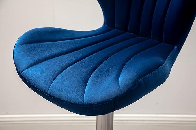 Roundhill Furniture Ellston Velvet Adjustable Swivel Barstools in Blue - Image 12