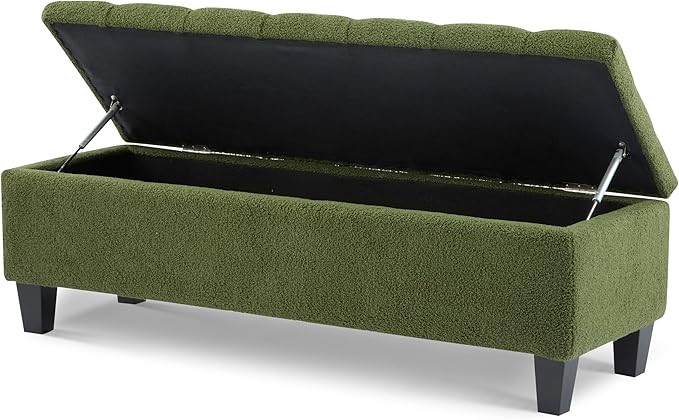 Christopher Knight Home Ottilie Boucle Fabric Storage Ottoman Bench, Wooden - Image 7