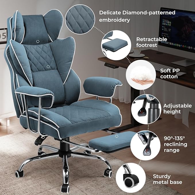 COMHOMA Big and Tall Office Chair, High Back Leather Gaming Chair - Image 5