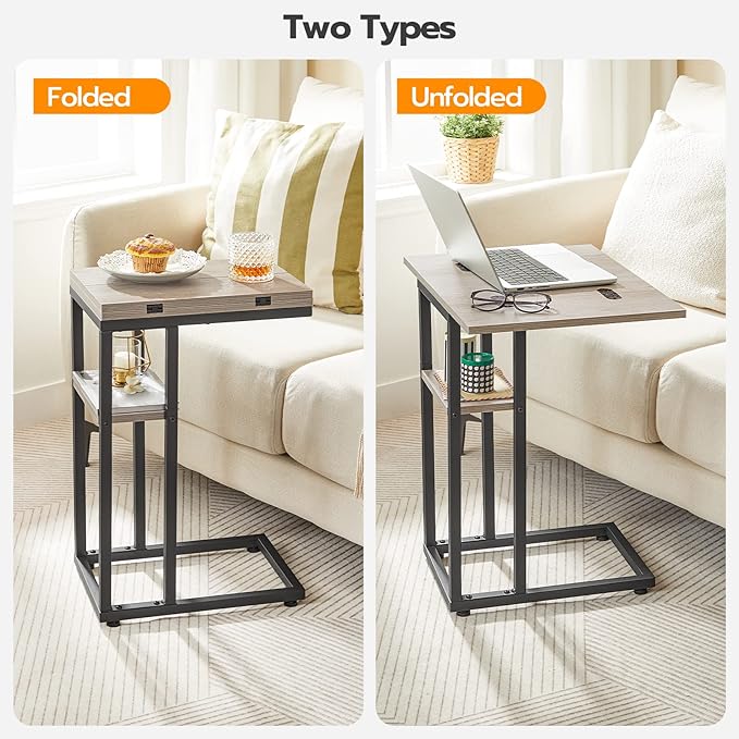 HOOBRO Foldable End Table, C Shaped Side Table - Image 8