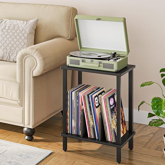 HOOBRO Record Player Stand, 2-Tier End Table, Vinyl Record Turntable Stand - Image 2