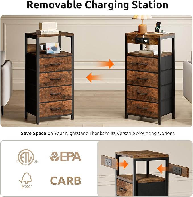 NightStand Bedside Charging Table Bedroom - Image 3
