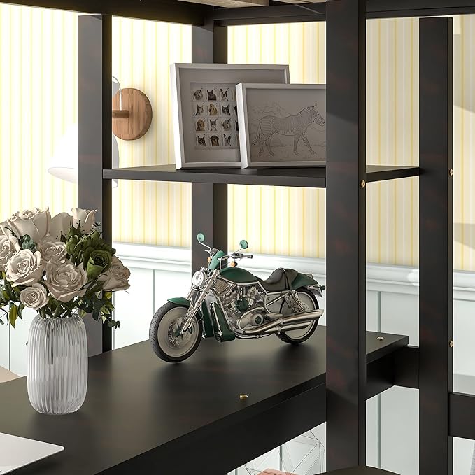 HomSof Full Loft Bed with Desk and Shelves - Image 9