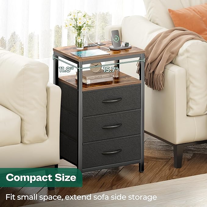 Huuger Nightstands Set of 2, 27.6 Inch End Tables - Image 8